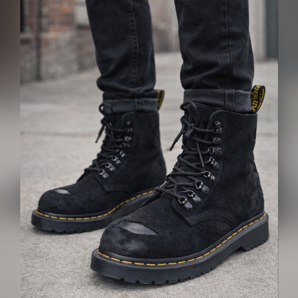 Dr. Martens 1460 Pascal ST Steel Toe Boots Black Suede Women’s 5 EU 36 Lace Up